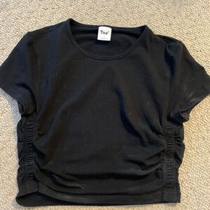 Black scrunched on the side t-shirt.